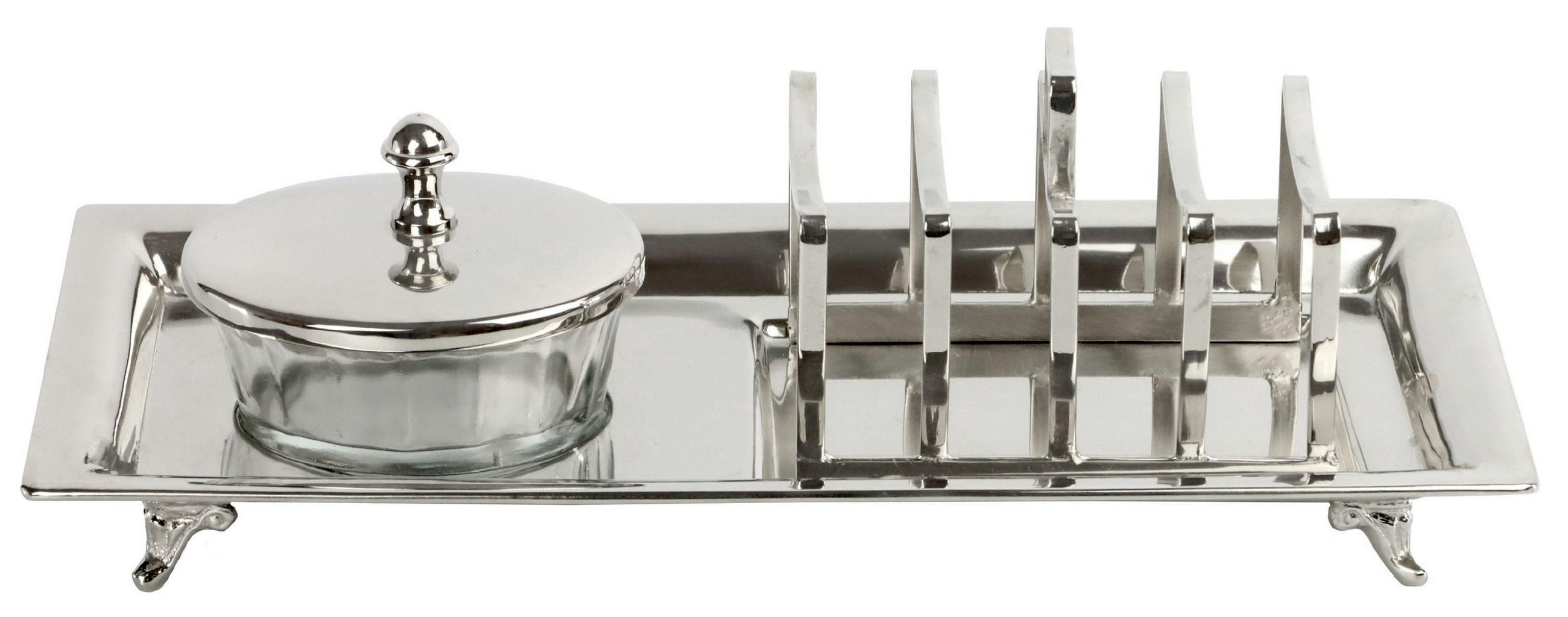 FRÜHSTÜCKSSET Table - Silberfarben, Metall (32/14/9cm) - FURNARO