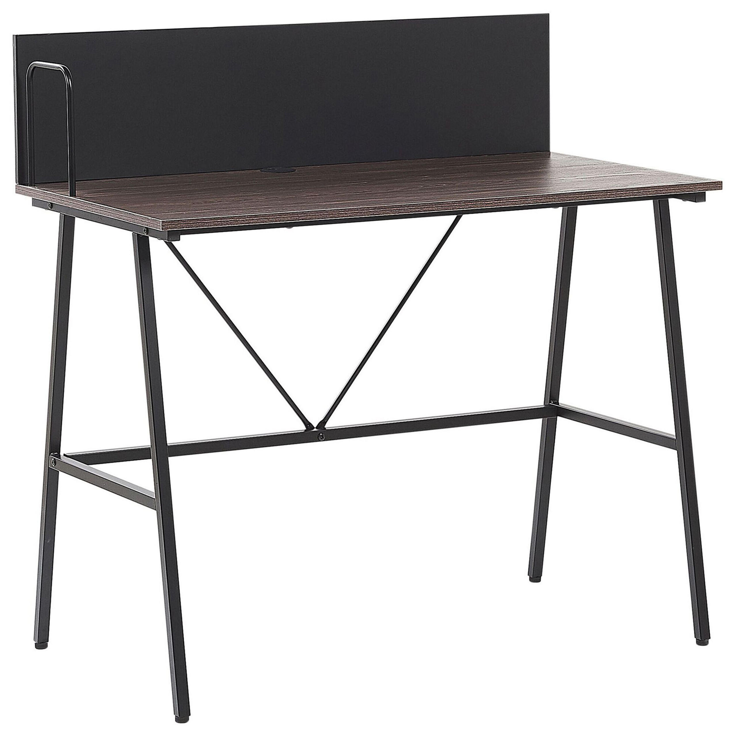 SCHREIBTISCH dunkler Holzfarbton 100/52/100 cm Hastings - Dunkelgrau, Holzwerkstoff (52/100/100cm) - Beliani