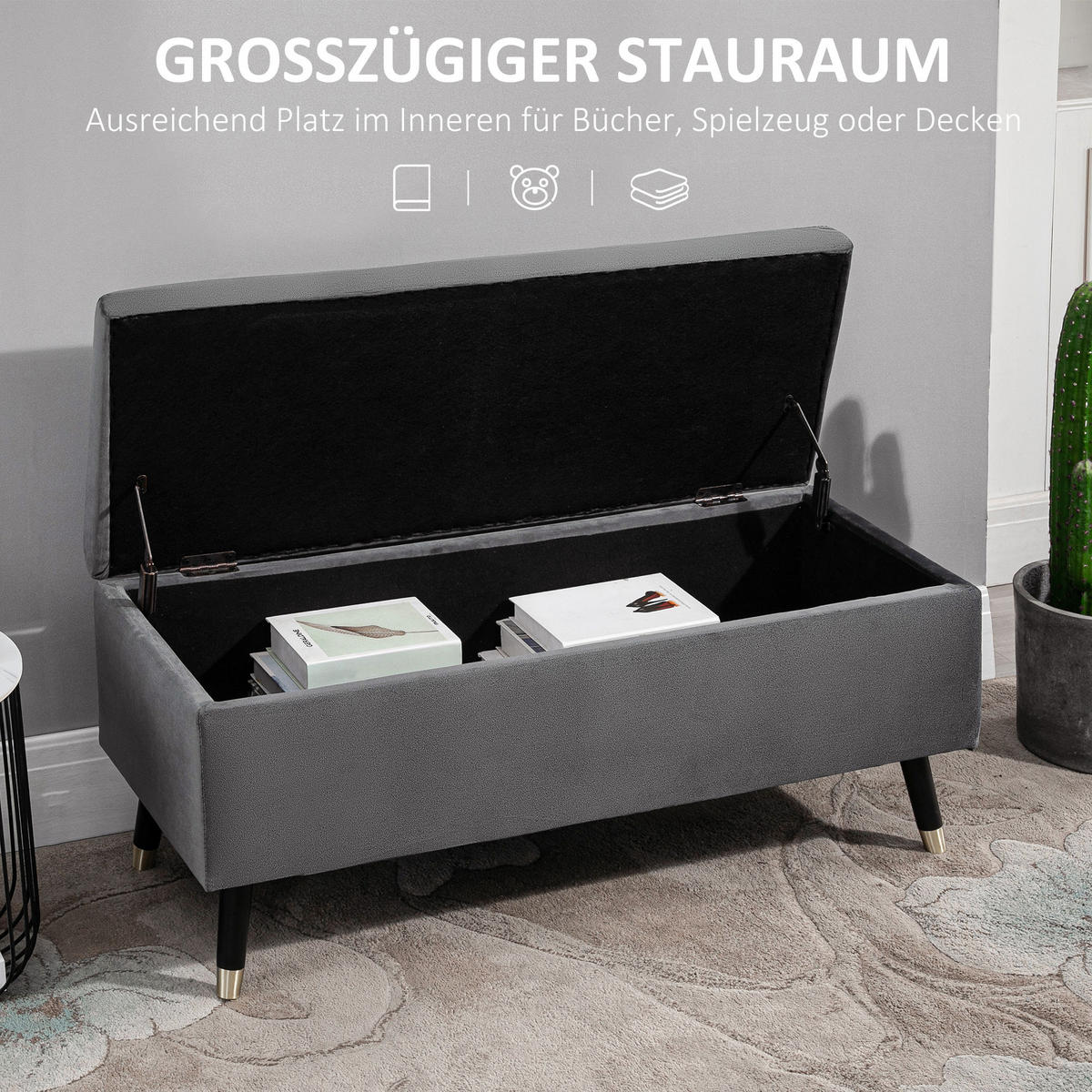 SITZBANK, Polsterbank, Kohlegrau - Dunkelgrau, Textil (43/45/110cm) - HOMCOM