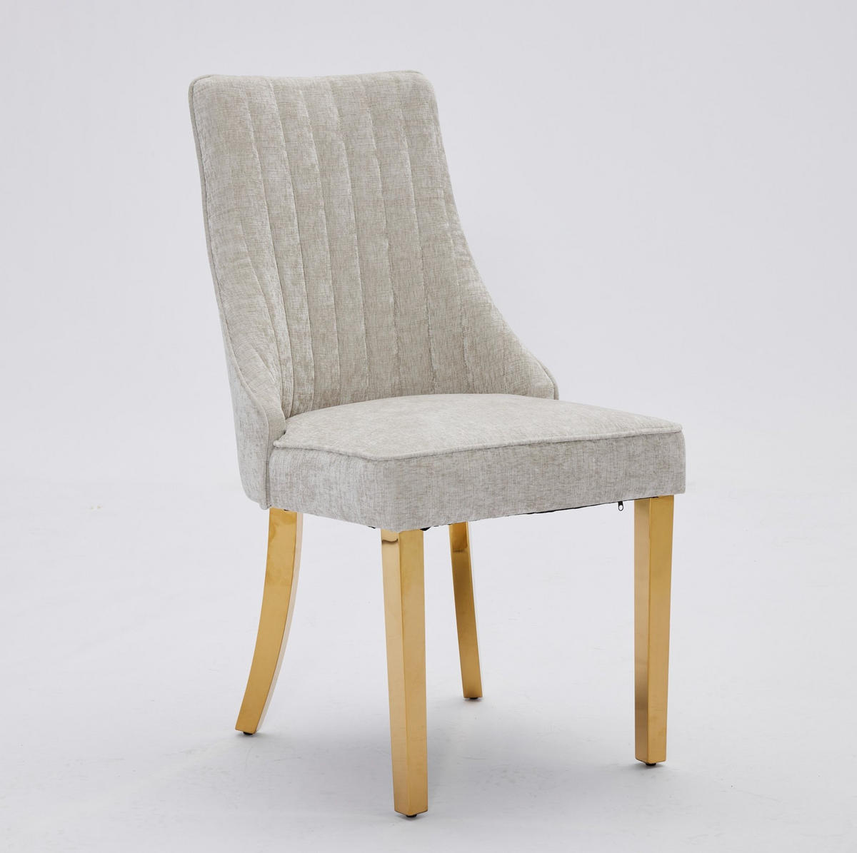 ESSZIMMERSTUHL 2er-Set mit hoher Rückenlehne Chenille Beige - Beige, Metall (50/95/65cm) - Meubliv