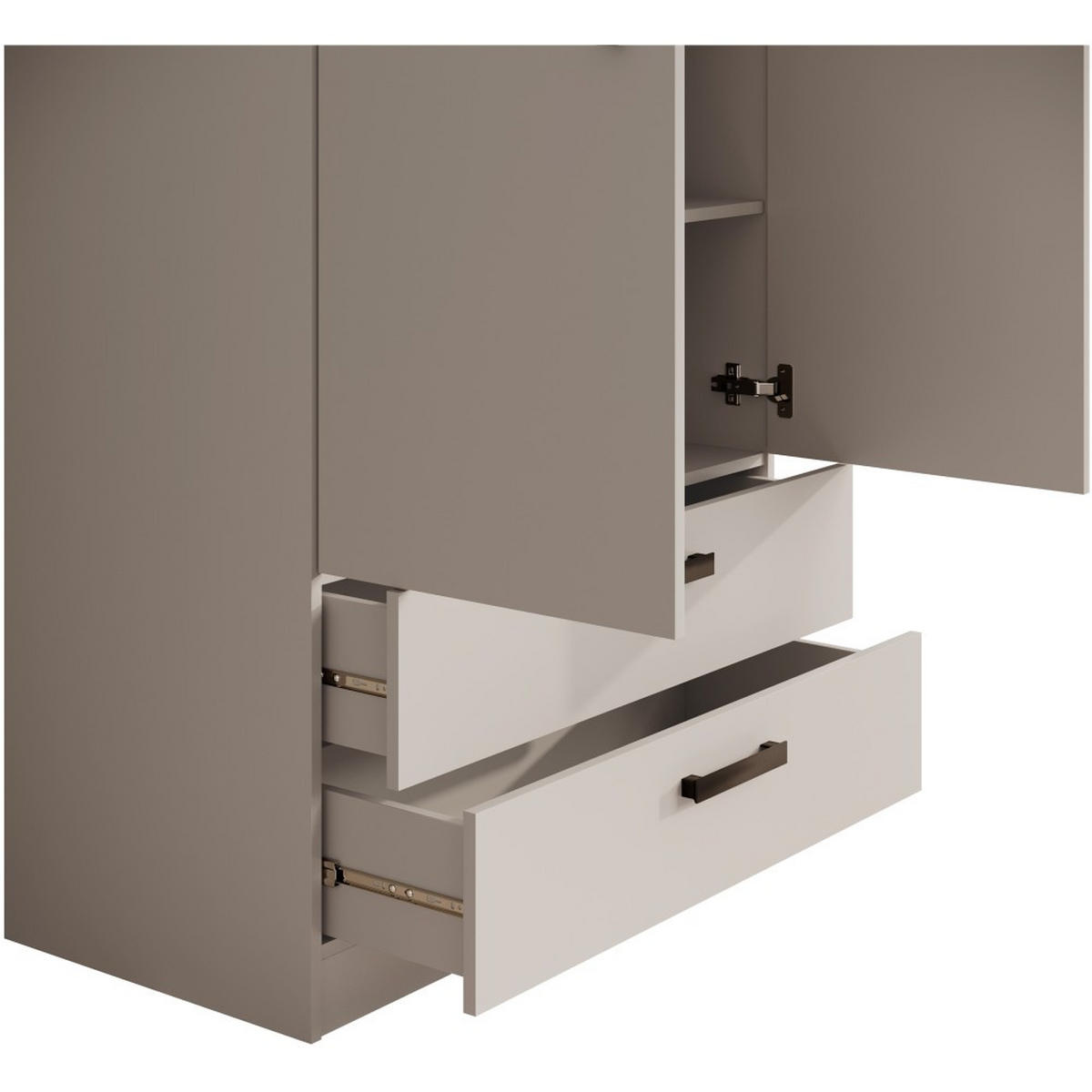 DREHTÜRENSCHRANK Trend, mit Schubladen, Kaschmir - Kaschmir/Schwarz, Holzwerkstoff (90/180/50cm) - Beautysofa