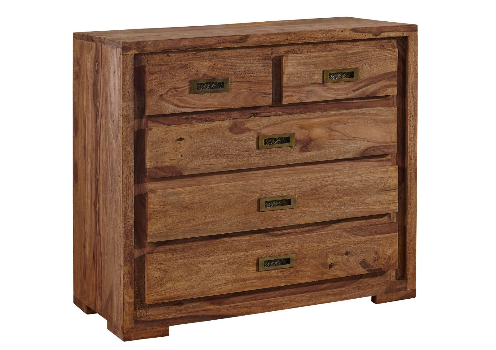 KOMMODE Sheesham 95x47x85 braun geölt NATURE BROWN #854 - Braun, Holz (95/85/47cm) - Massivmoebel24