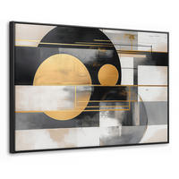 LEINWAND Bilder mit Rahmen - Abstrakt - Gold - Silber - Formen - Ästhetisch - Modern - 120x80 - Goldfarben, Textil (120/80cm) - MuchoWow