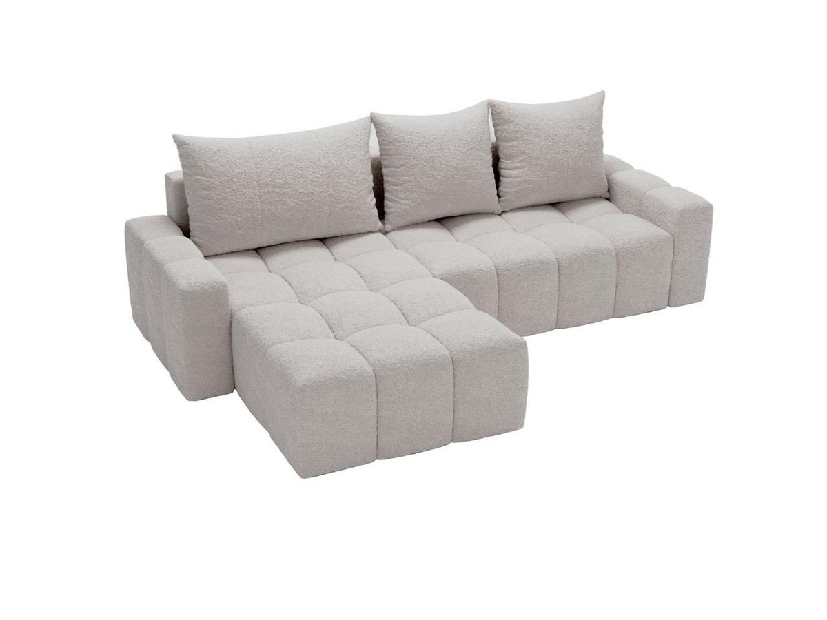 ECKSOFA Bresso Bouclé-Stoff Hellgrau - Hellgrau, Holz/Textil (255/168cm) - Graingold