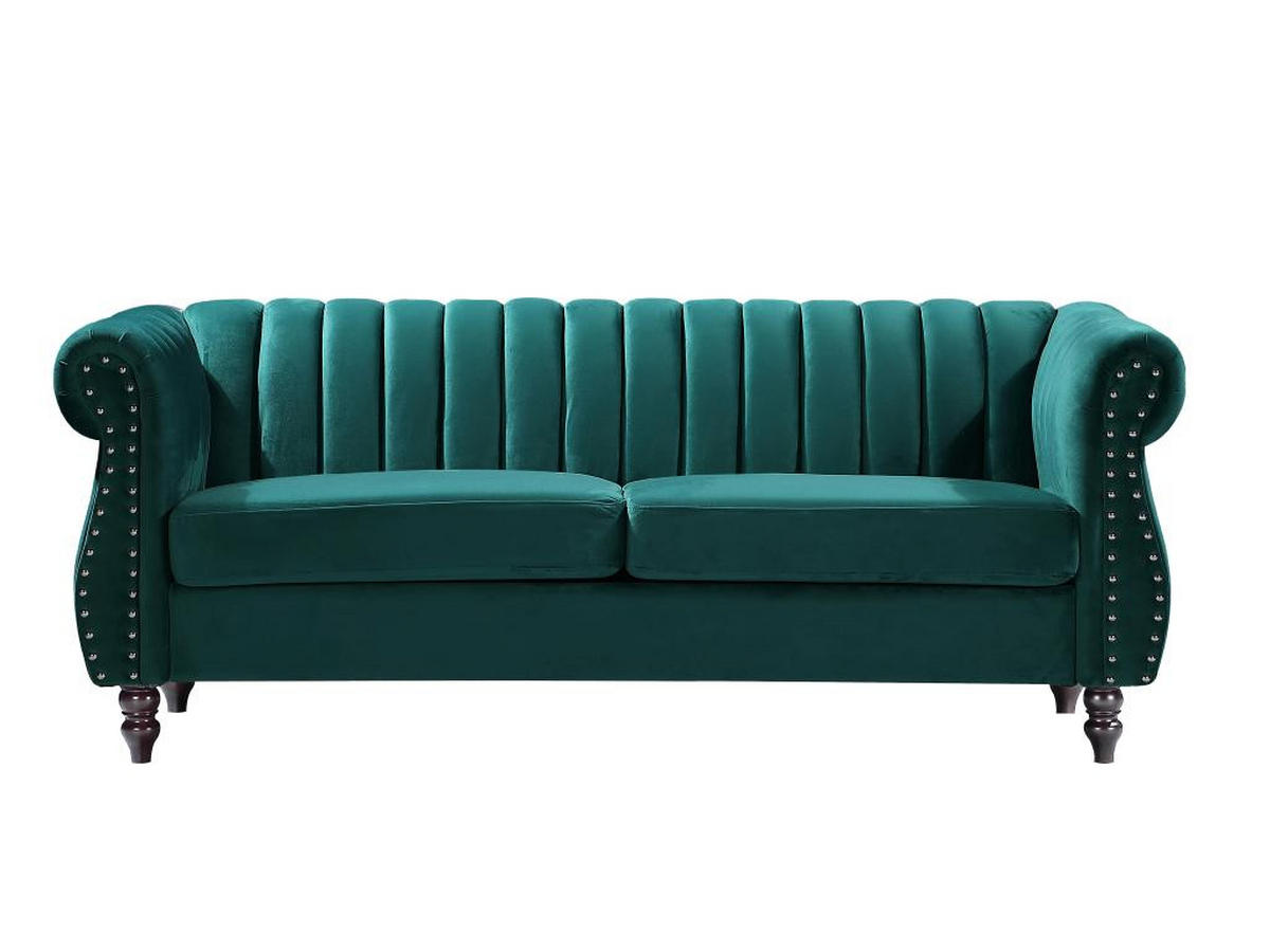 CHESTERFIELD-SOFA - 3-Sitzer - Samt - Smaragdgrün - TRUMBO - Grün, Textil (78/77/195cm) - Vente-Unique