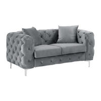 CHESTERFIELD-SOFA 2-Sitzer - Samt - Anthrazit - EDWINA - Anthrazit, Textil (162/76/91cm) - Vente-Unique