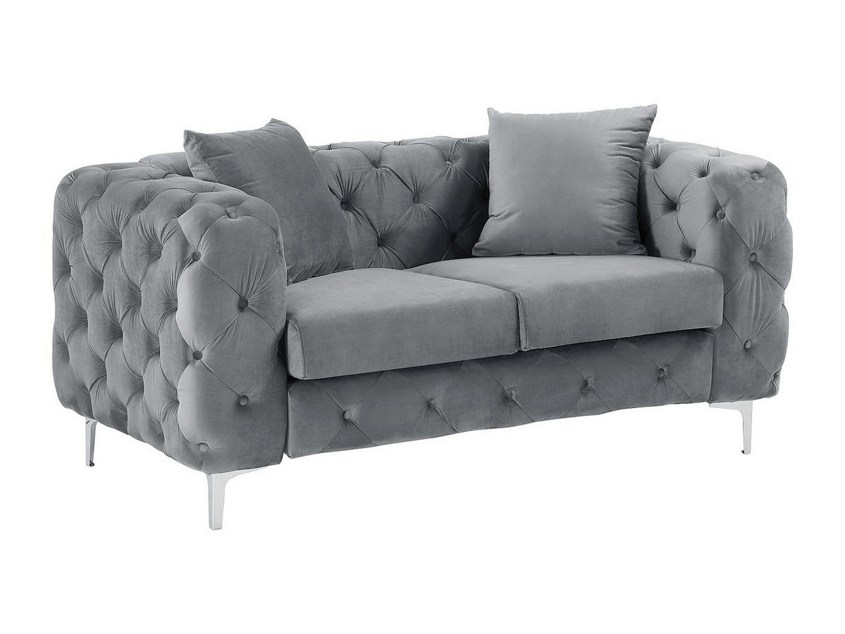 CHESTERFIELD-SOFA 2-Sitzer - Samt - Anthrazit - EDWINA - Anthrazit, Textil (162/76/91cm) - Vente-Unique