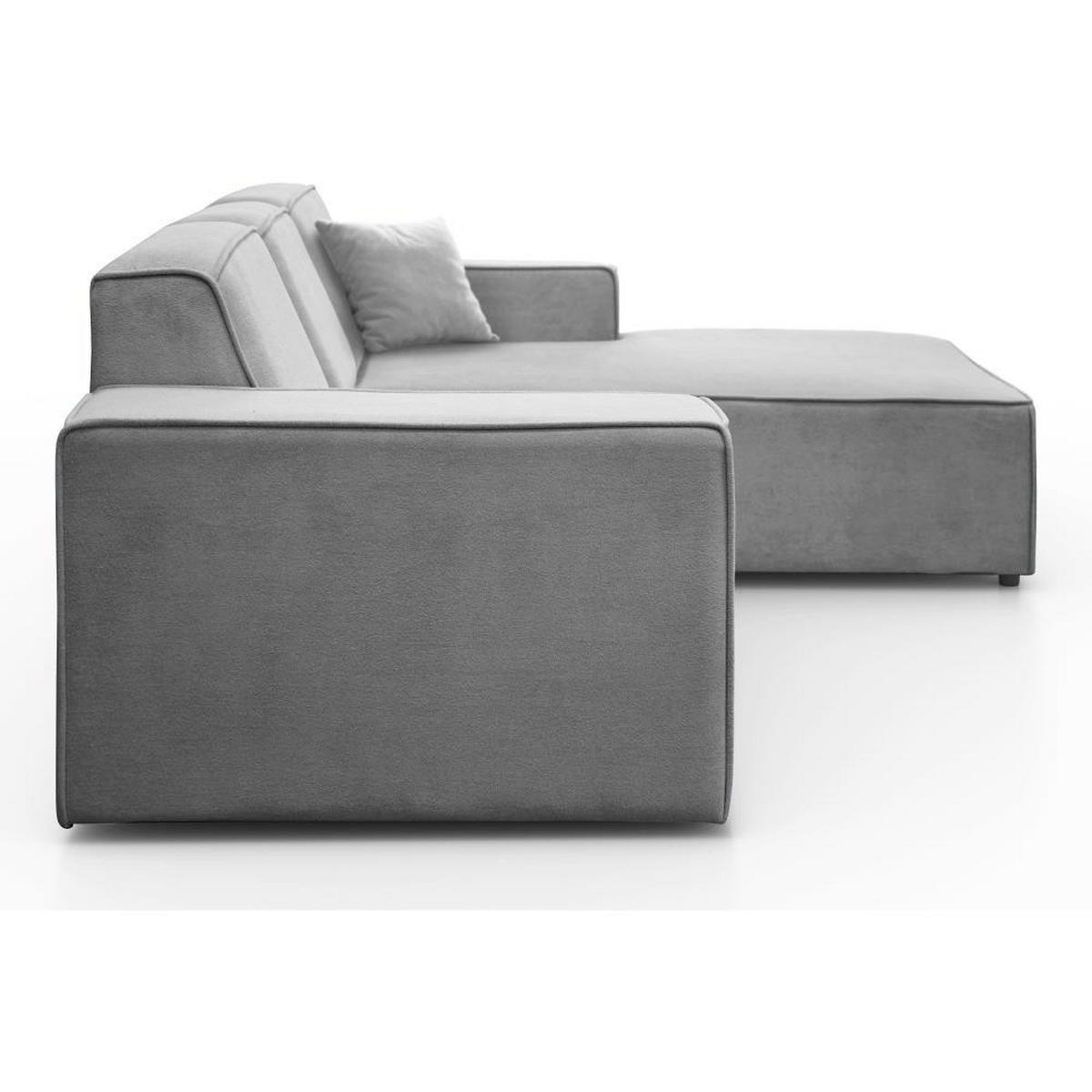 ECKSOFA ohne Schlaffunktion Pedro L hellgrau rechts - Hellgrau/Schwarz, Kunststoff/Textil (267/170cm) - Beautysofa