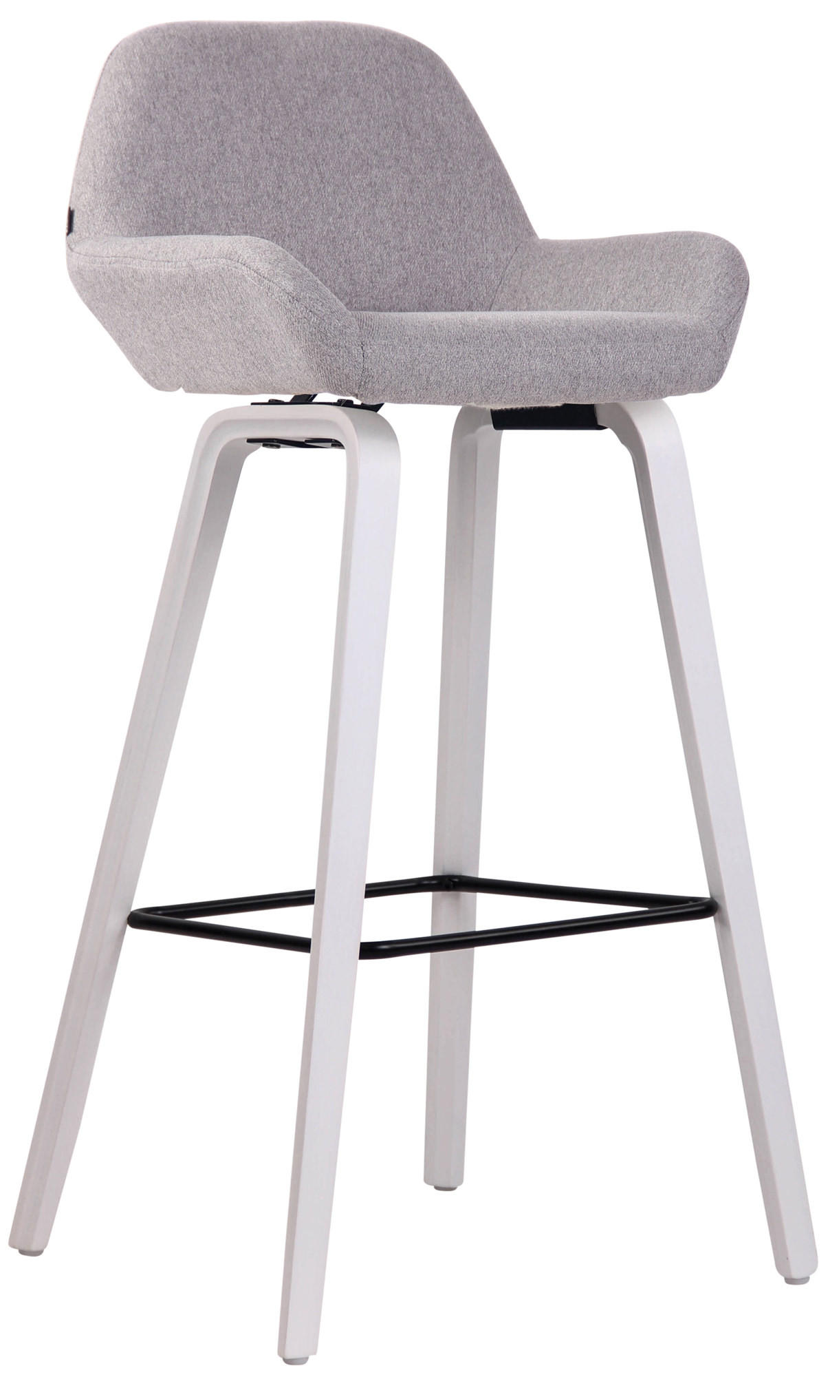 BARHOCKER Stoff grau - Weiß/Grau, Holz/Textil (52/103/51cm) - CLP