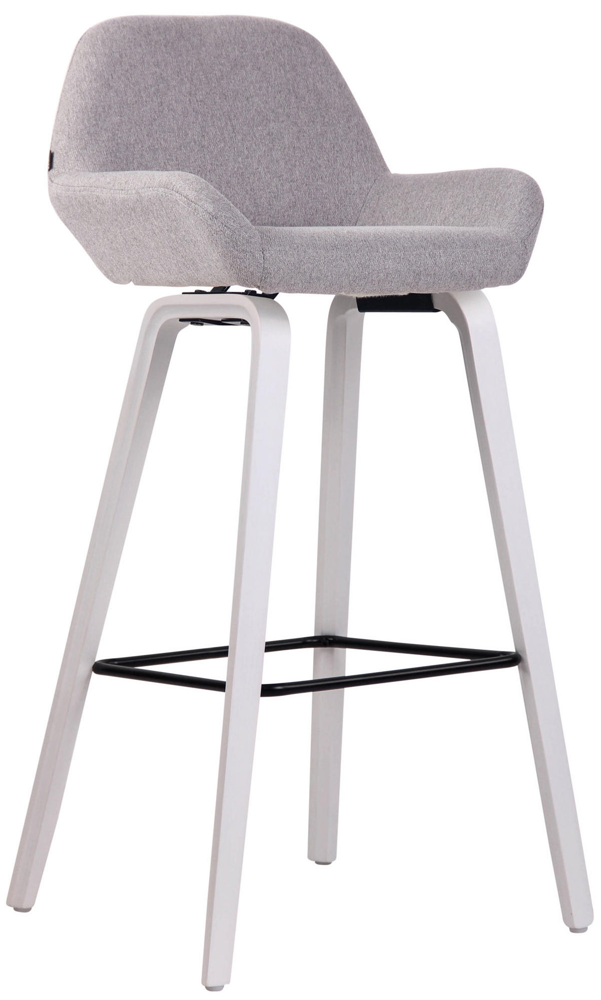 BARHOCKER Stoff grau - Weiß/Grau, Holz/Textil (52/103/51cm) - CLP