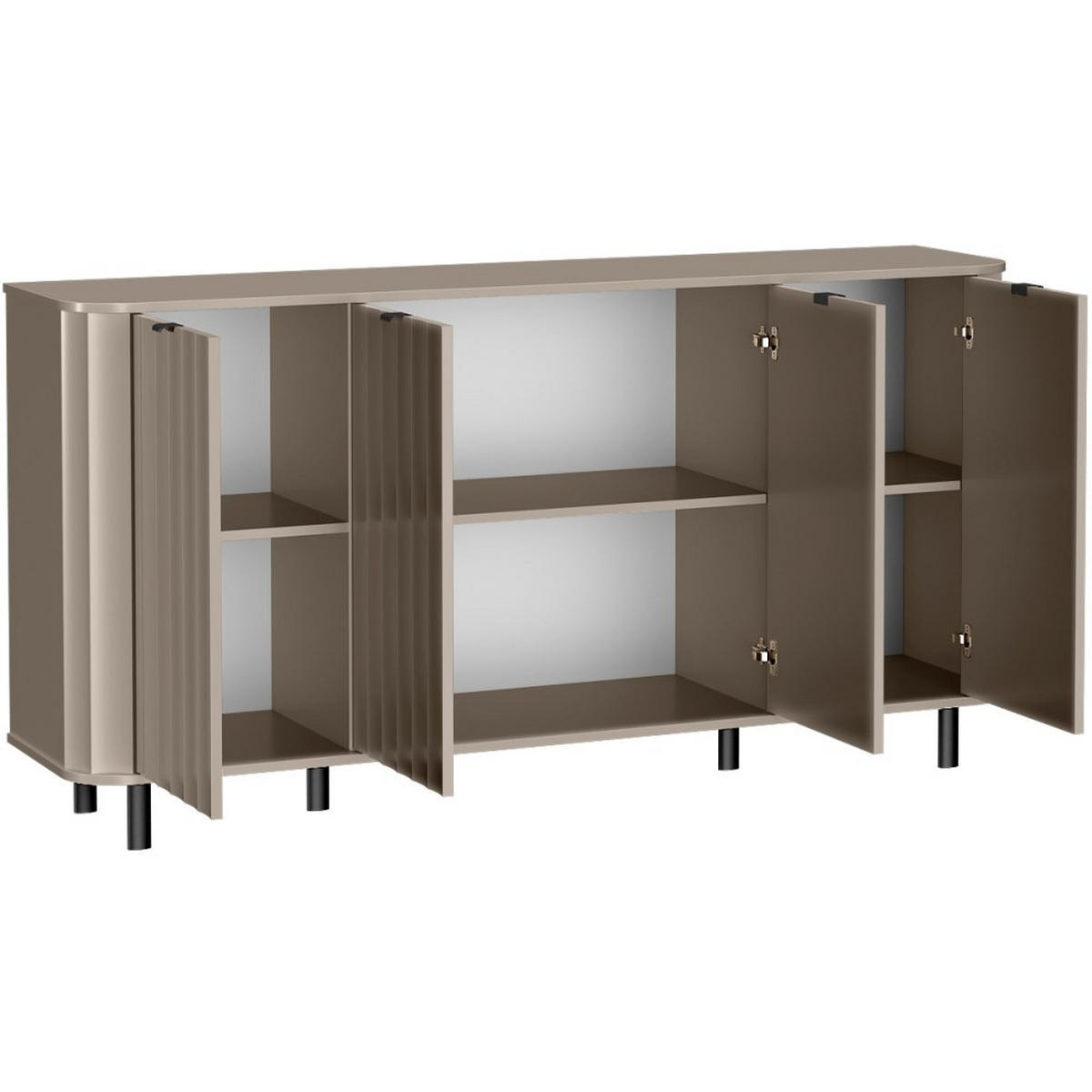 KOMMODE Nevada mit vier Türen 177 cm Taupe - Taupe/Schwarz, Holzwerkstoff/Metall (177/91/41cm) - Beautysofa