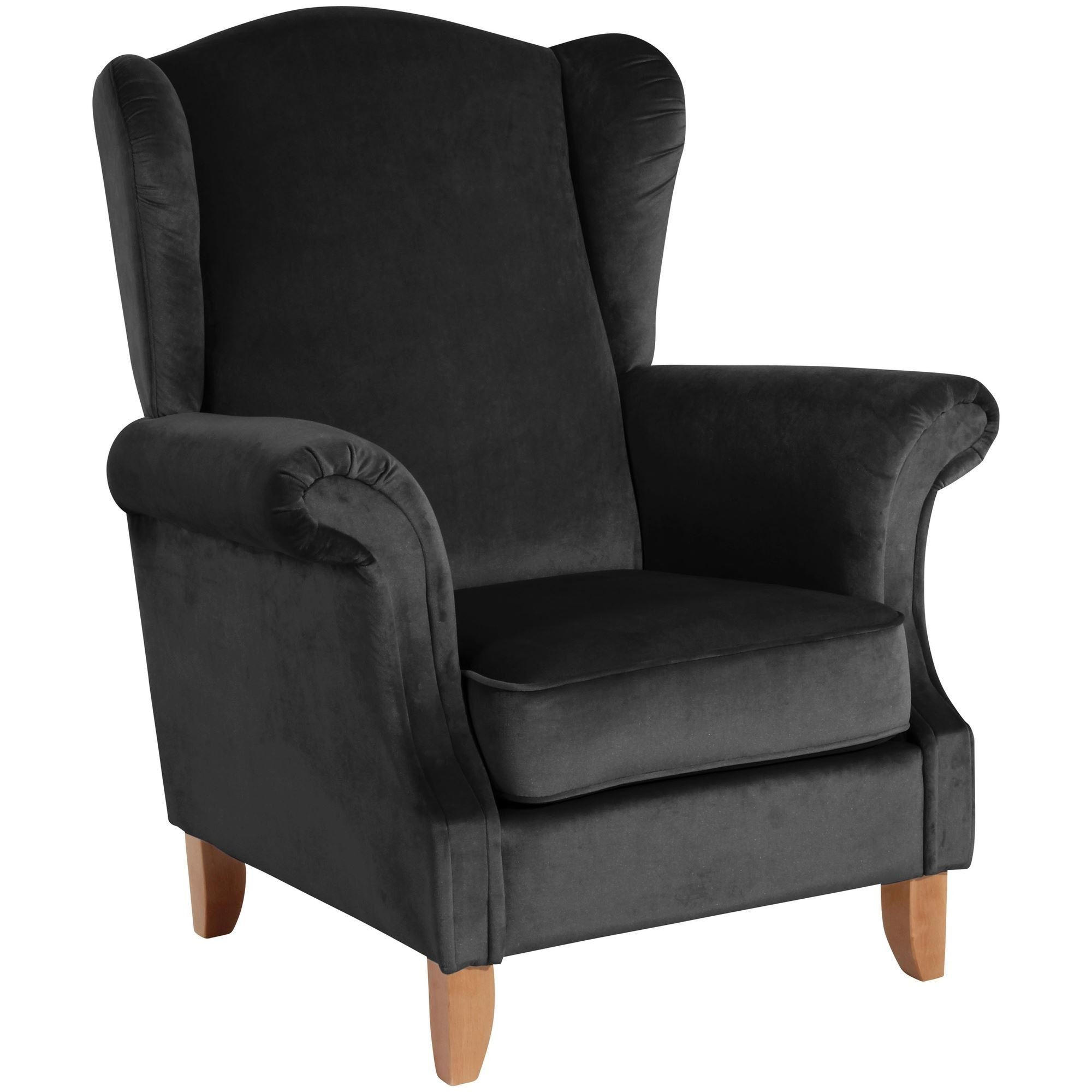 58aufmkessel Ohrensessel Schwarz 88x108x84 cm