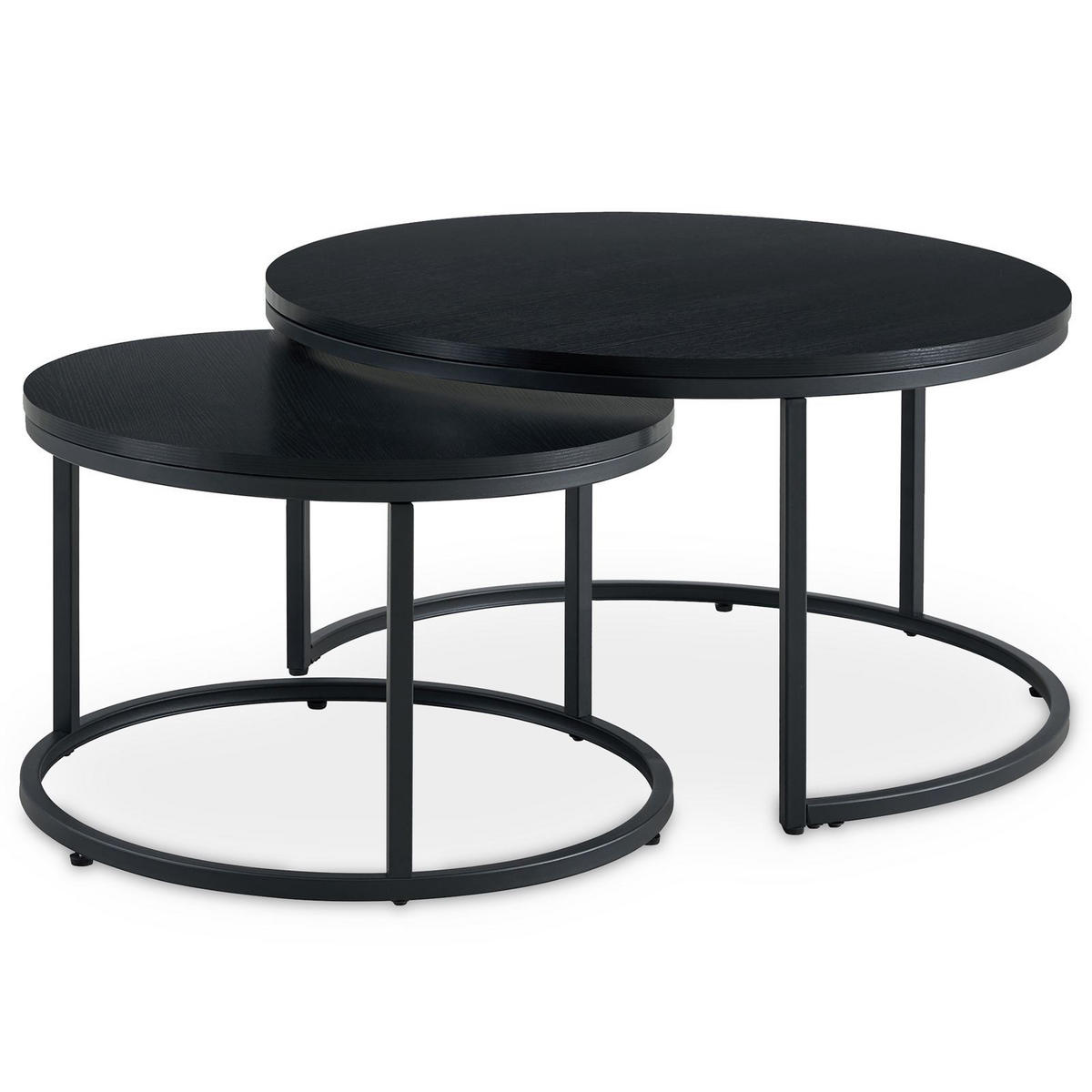 COUCHTISCHSET TOURS 2er Set schwarz/schwarz - Schwarz, Holzwerkstoff (80/80/45cm) - IDIMEX