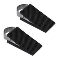DÖRRKIL svart silver 2-pack gummi rostfritt-stål 3 cm - Svart, Plast/Metall (5/12cm) - Relaxdays