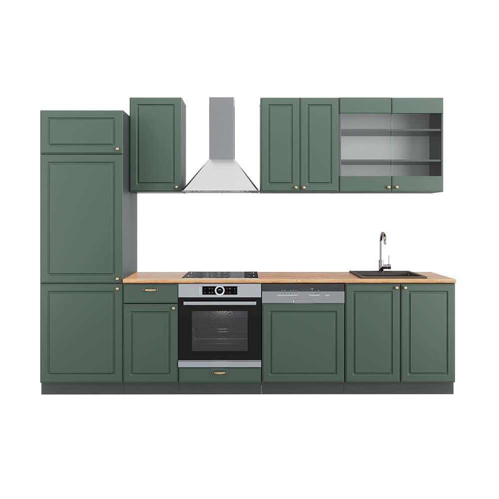KUHINJSKI BLOK Fame-Line Zeleno-zlato Country House/Anthracite 300 cm , DP Hrast - zelena/antracit, leseni material (300/206.8/60cm) - Vicco