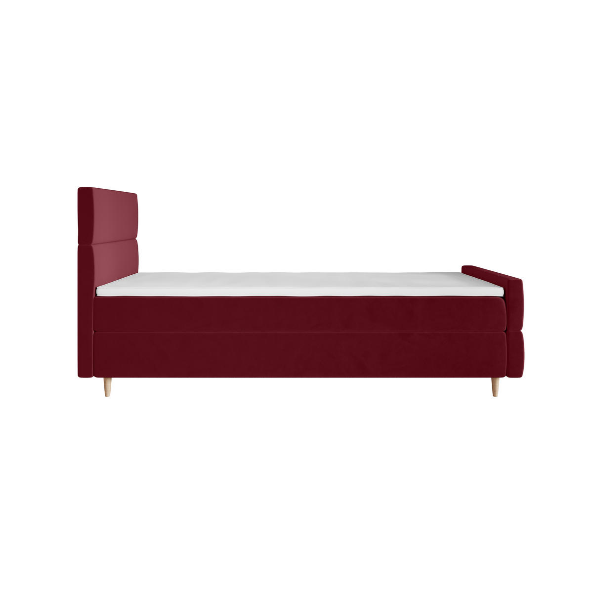BOXBETT FLO PLUS 100x200 Itaka 34, mit Matratze H3, Bonell und Topper, Rot - Rot, Holz/Textil (100/200cm) - Bedante