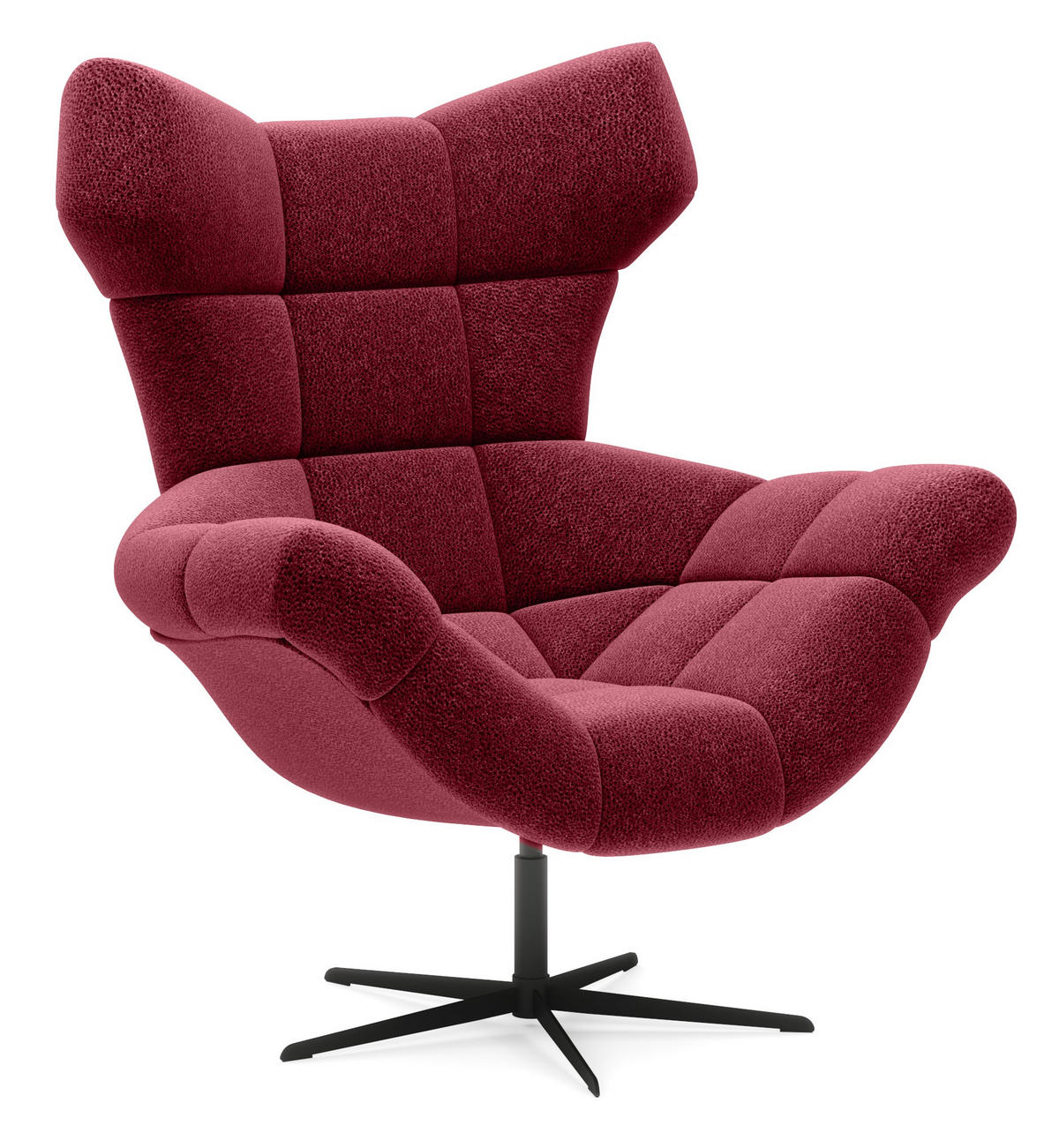SESSEL SENSI Relaxstuhl mit 360° Drehung und Schwingfunktion – Lux-Schaumkissen, Bordeaux, 104x46x119 cm - Rot/Schwarz, Holz/Textil (104/119/84cm) - DomoHome
