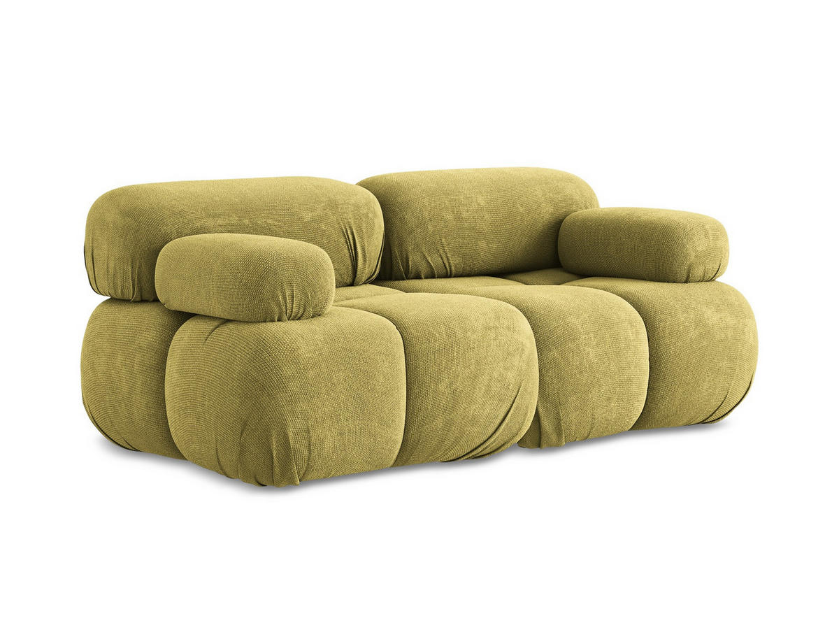 2-SITZER-SOFA Chenille Stoff Grün - Limette/Schwarz, Kunststoff/Textil (190/70/96cm) - Makamii