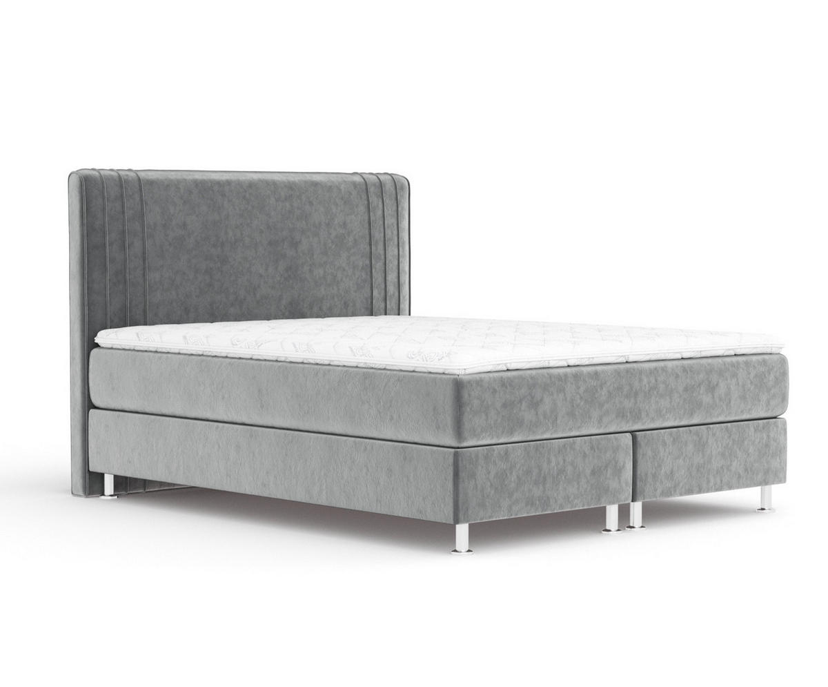 BOXSPRINGBETT Casone Grau 160/200 cm mit Latex-Topper - Silberfarben/Grau, Holz/Holzwerkstoff (160/200cm) - Maison de Reve