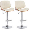 BARHOCKER 2er Set Lederlook Walnuss/Creme - Chromfarben/Walnussfarben, Textil/Metall (50/94/50cm) - CLP