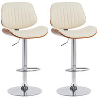 BARHOCKER 2er Set Lederlook Walnuss/Creme - Chromfarben/Walnussfarben, Textil/Metall (50/94/50cm) - CLP