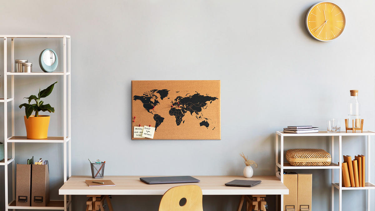 KORKTAFEL WELTKARTE, rahmenlos, 60x40 cm - Braun, Holz (60/40/2cm) - ALLboards