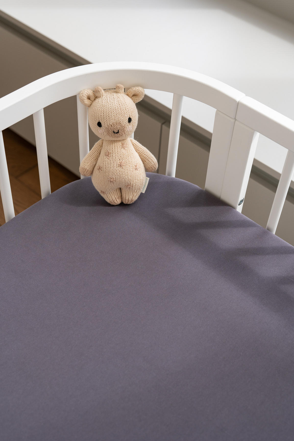 CEARȘAF cu elastic pentru bebe 5in1 - grafit, material textil (65/93cm) - waldin