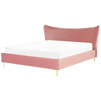 POLSTERBETT 180/200cm Pfirsichrosa Chaleix - Pink, Textil (180/200cm) - Beliani