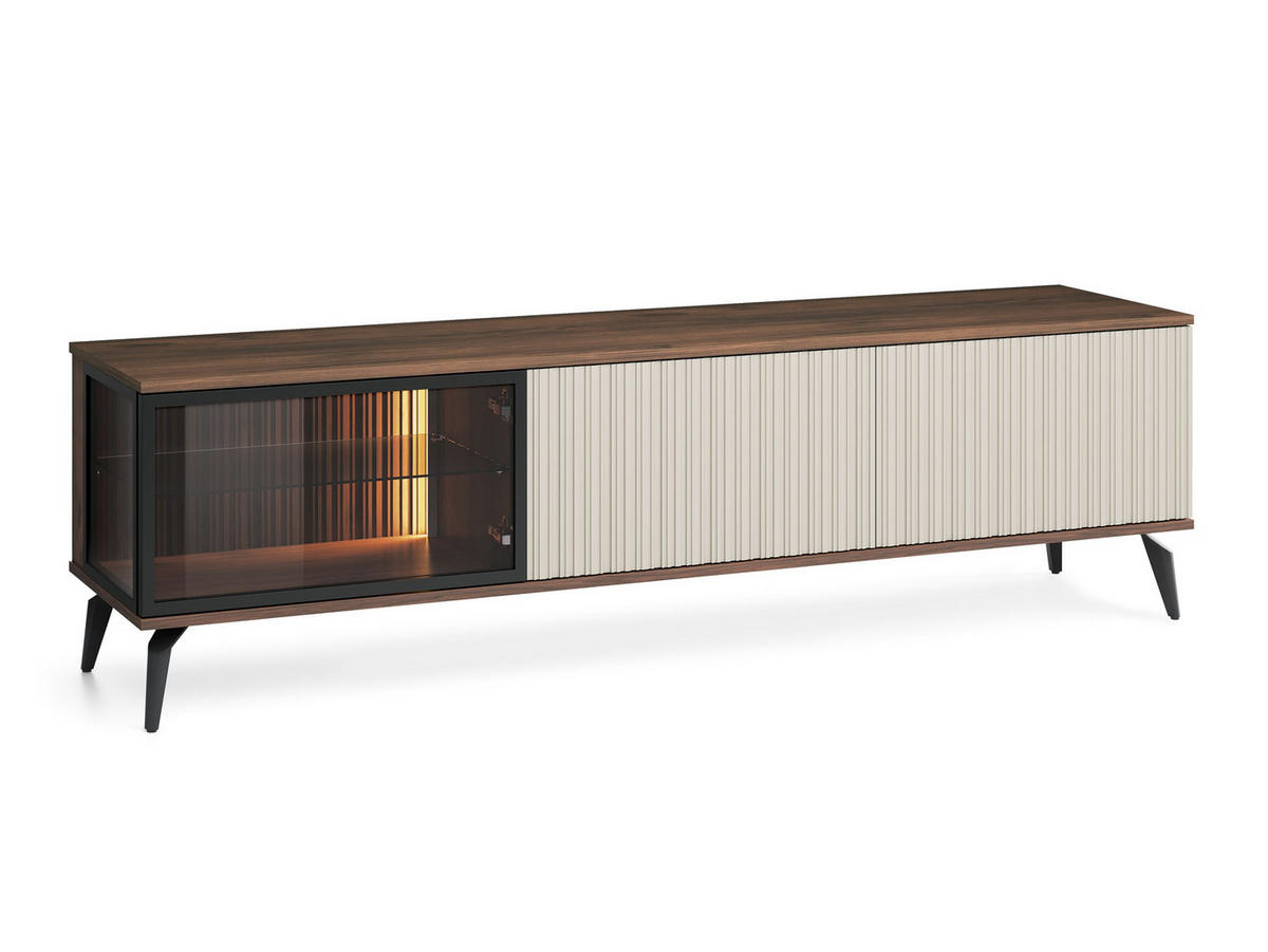 TV-SCHRANK VICO Braun mit Beige, Tv-Tisch mit Led-Beleuchtung - Beige/Schwarz, Holzwerkstoff (180/50/39cm) - Bettso