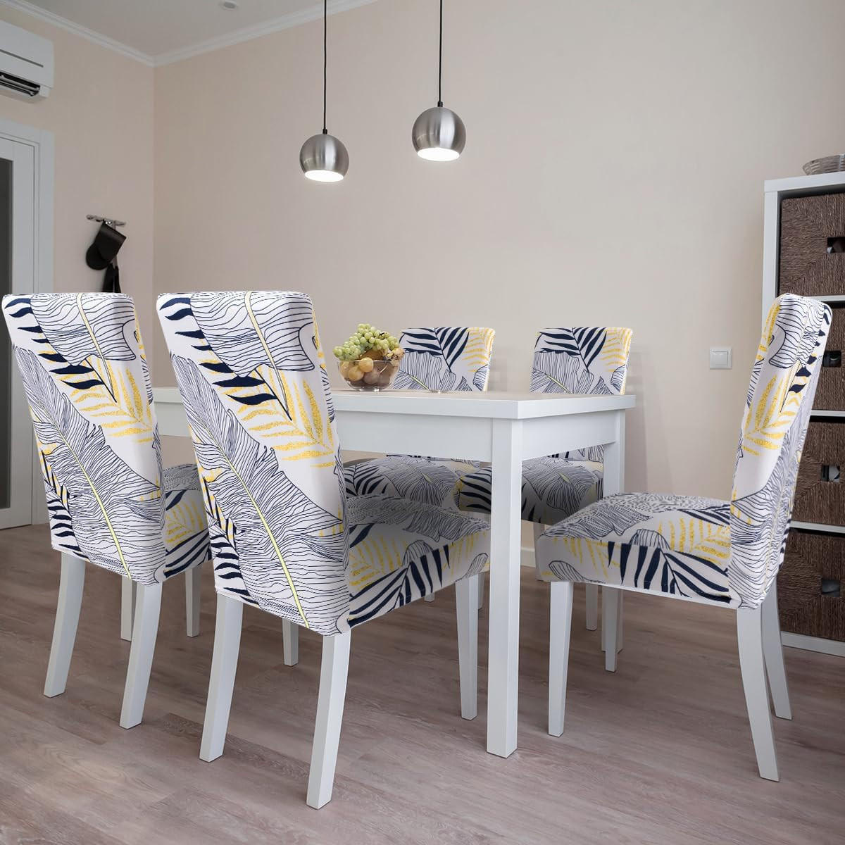 STUHLHUSSE Stretch Waschbar(4-tlg. Set) - Weiß, Textil (25/20cm) - Kaket