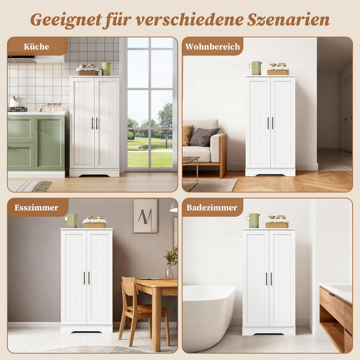 AUFBEWAHRUNGSSCHRANK 120x60x40cm Weiß mit LED Licht & Wellentüren - Weiß, Holzwerkstoff (40/120/60cm) - Modfu