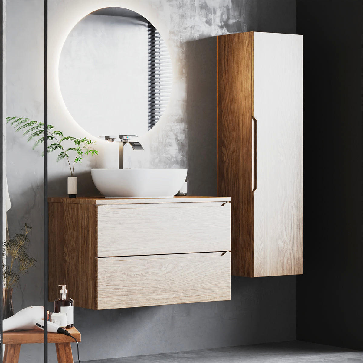SKRINKA POD UMÝVADLO 80.6cm Viggo Drevo - hnedá, kompozitné drevo (80.6/52.2/46.5cm) - Petits-meubles