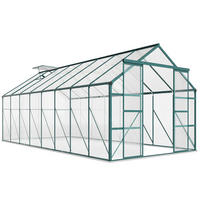 GEWÄCHSHAUS, Polycarbonat, Metall/Aluminium, UV-beständig, 244x500x216cm, Grün - Multicolor, Kunststoff (244/216/500cm) - FORIOUS