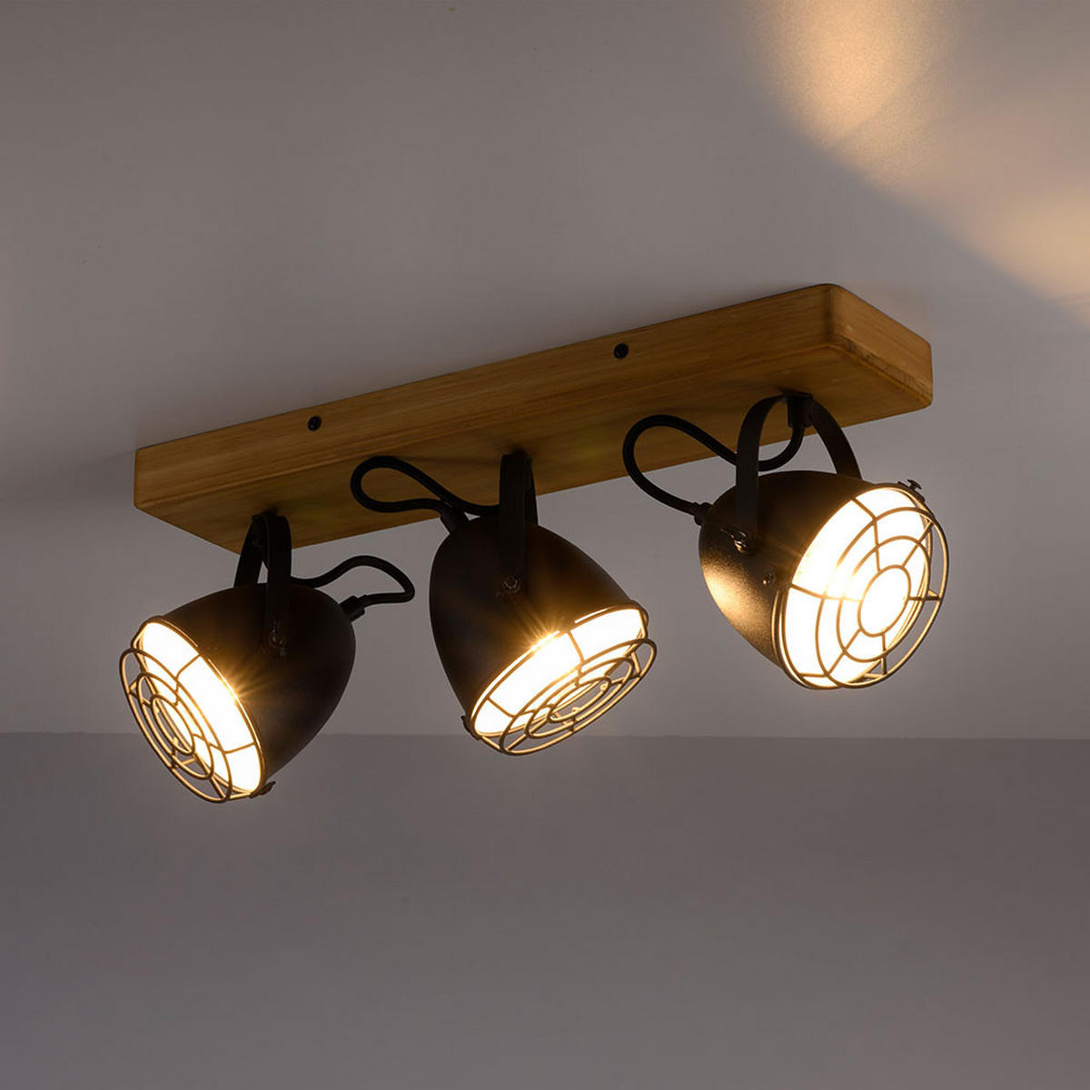 LED DECKENLEUCHTE Metall Holzoptik Braun - Braun, Holz (46/17/20cm)