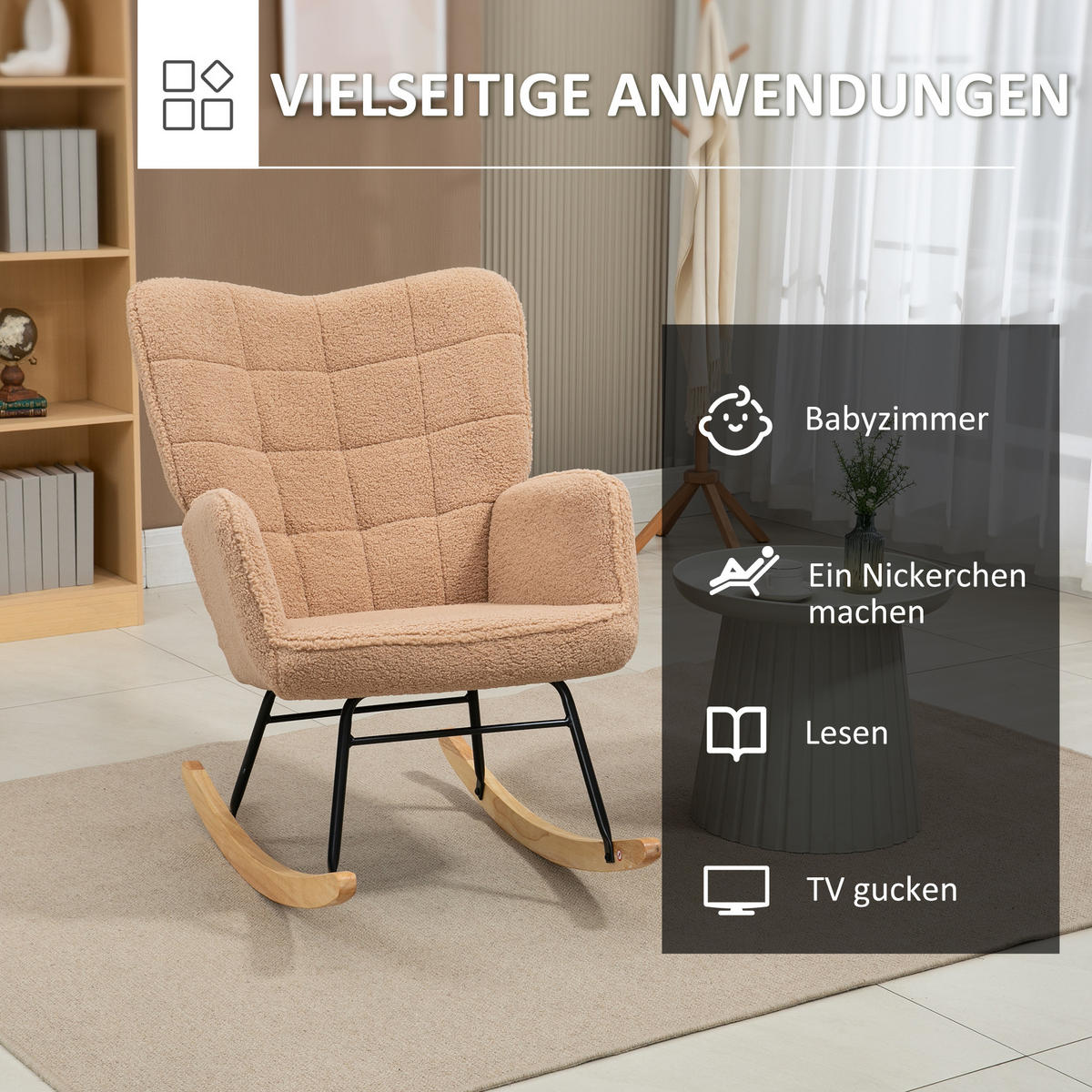 SCHAUKELSTUHL Sessel Relaxsessel bis 120 kg, Polyester, Braun 98x71x101cm - Braun, Kunststoff (98/101/71cm) - HOMCOM