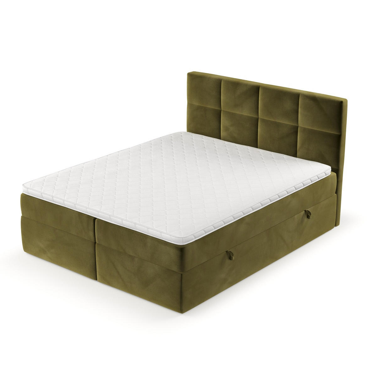BOXBETT Oris 140/200 cm Olivgrün im Kronos Stoff - Schwarz/Olivgrün, Holz/Holzwerkstoff (140/200cm) - AltaBeds