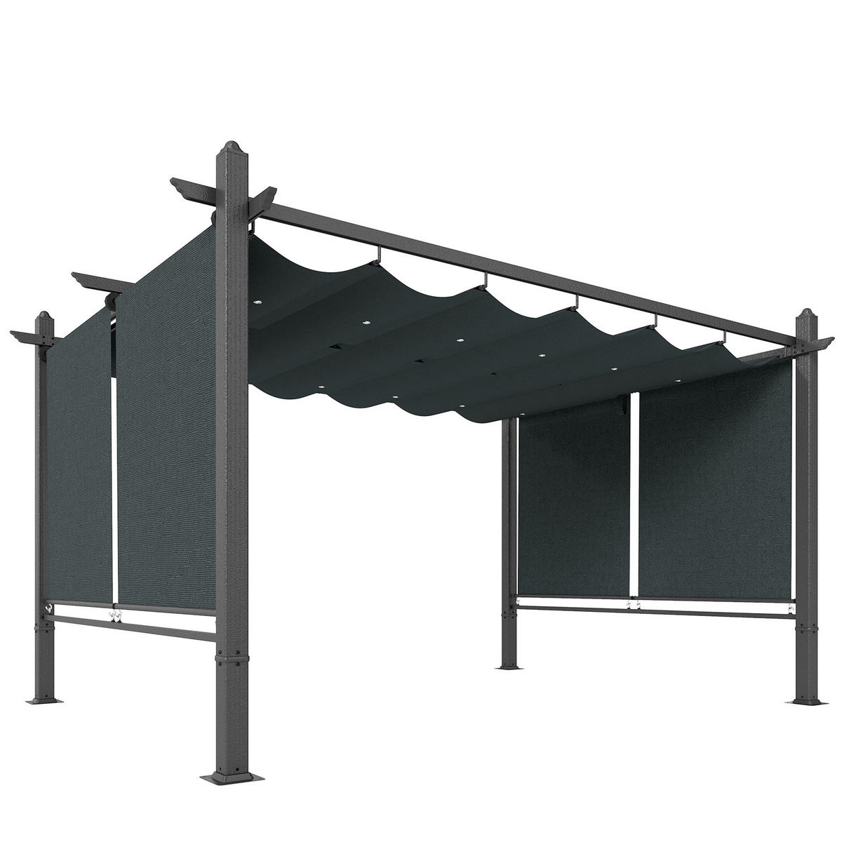 PERGOLA Aluminium Polyester Dunkelgrau - Dunkelgrau, Textil/Metall (297/225/392cm) - Outsunny