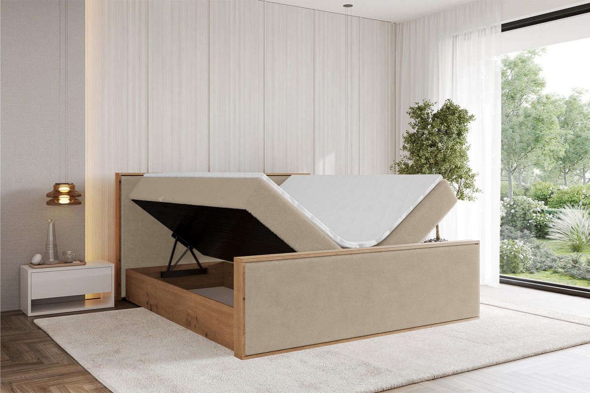 BOXBETT LOLLI9 -Z 180x200 - H3 Creme - Champagner, Holzwerkstoff (180/200cm) - ALTDECOR