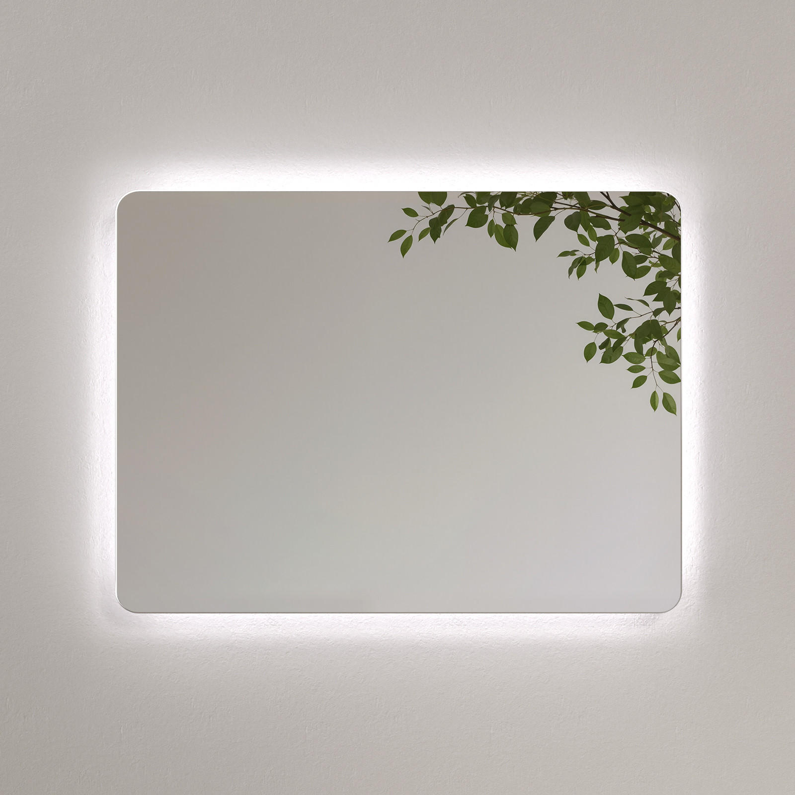 BADSPIEGEL mit Power-Off-Memory-Funktion Beleuchtung Rechteckig 80/60 cm - Weiß, Glas (60/3/80cm) - EMKE