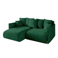 ECKSOFA Ottomane links ONESK-L 216x177x72 Grün Velours - Grün, Holzwerkstoff/Kunststoff (216/177cm) - ALTDECOR