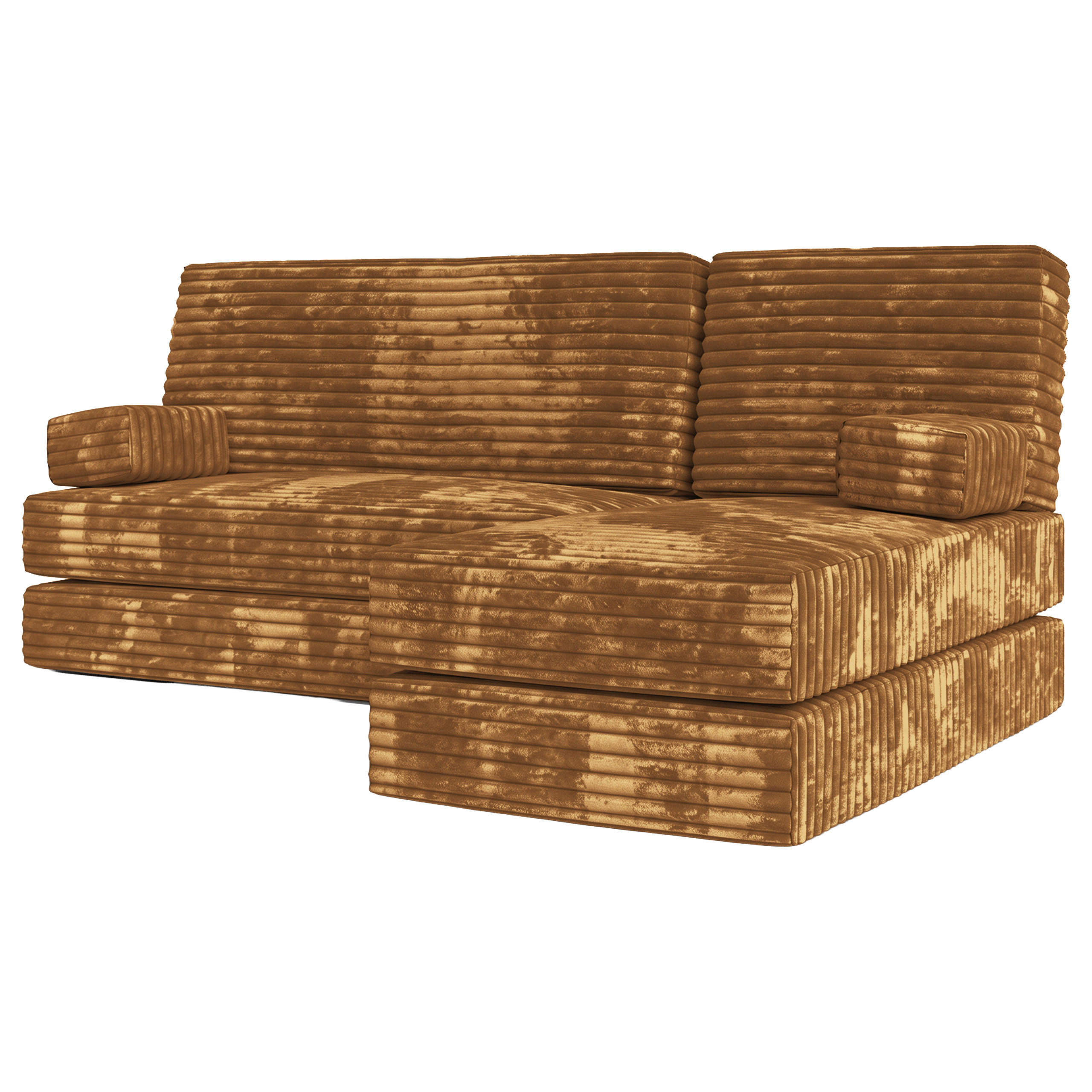 ECKSOFA NOTIA modulares Boneless Sofa mit Schlaffunktion Orange Kordstoff - Orange, Textil (200/120cm) - MASSENO
