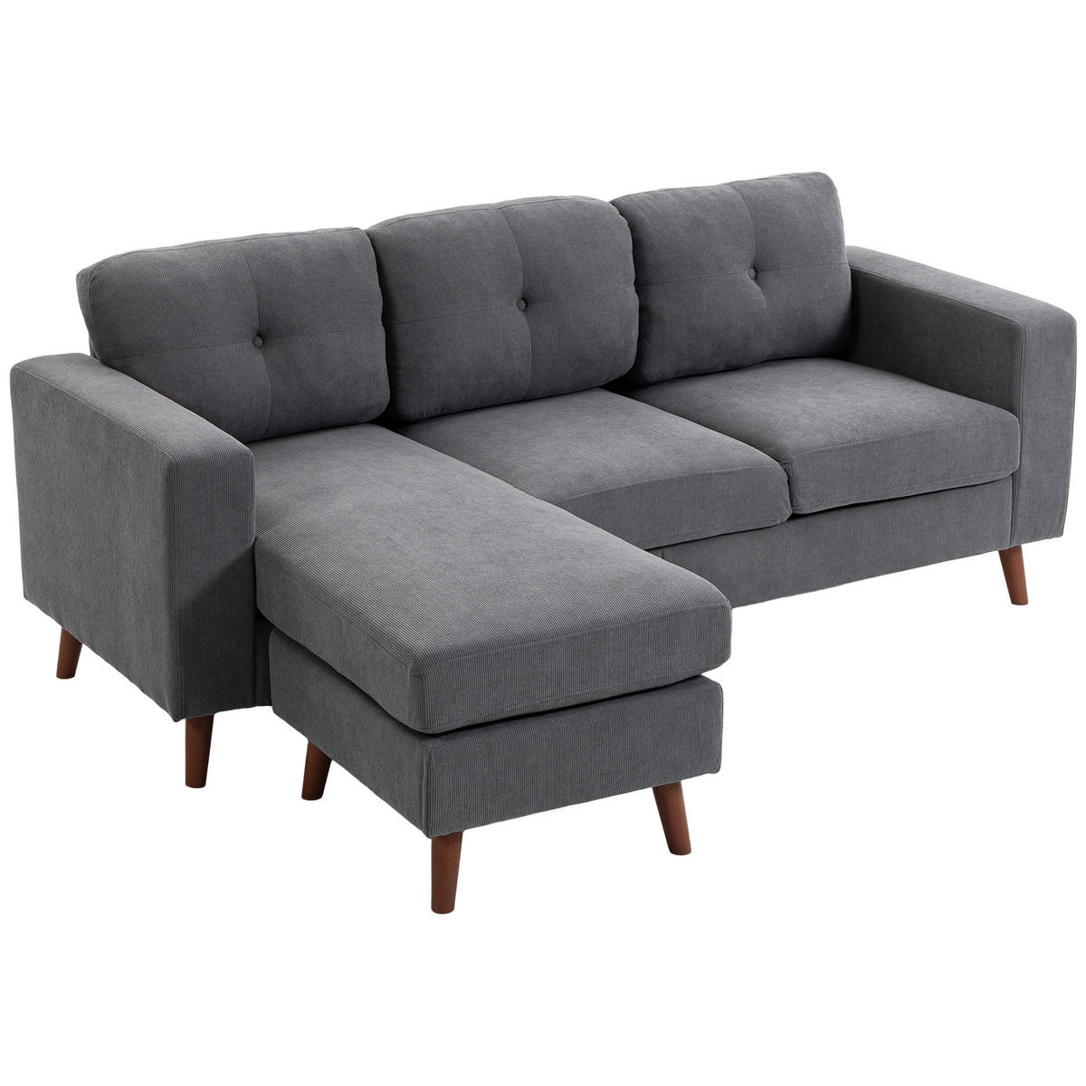 ECKSOFA Dunkelgrau 192/137/84 cm 3-Sitzer - Dunkelgrau, Textil (192/137cm) - PANGIVO