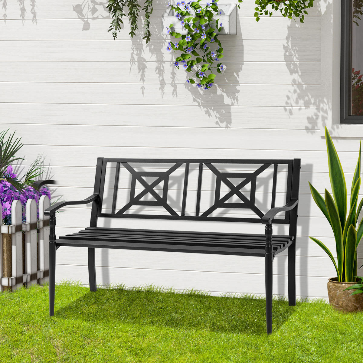 GARTENBANK DE-17763 Schwarz - Schwarz, Metall (128/81.5/62.5cm) - ComfortXL