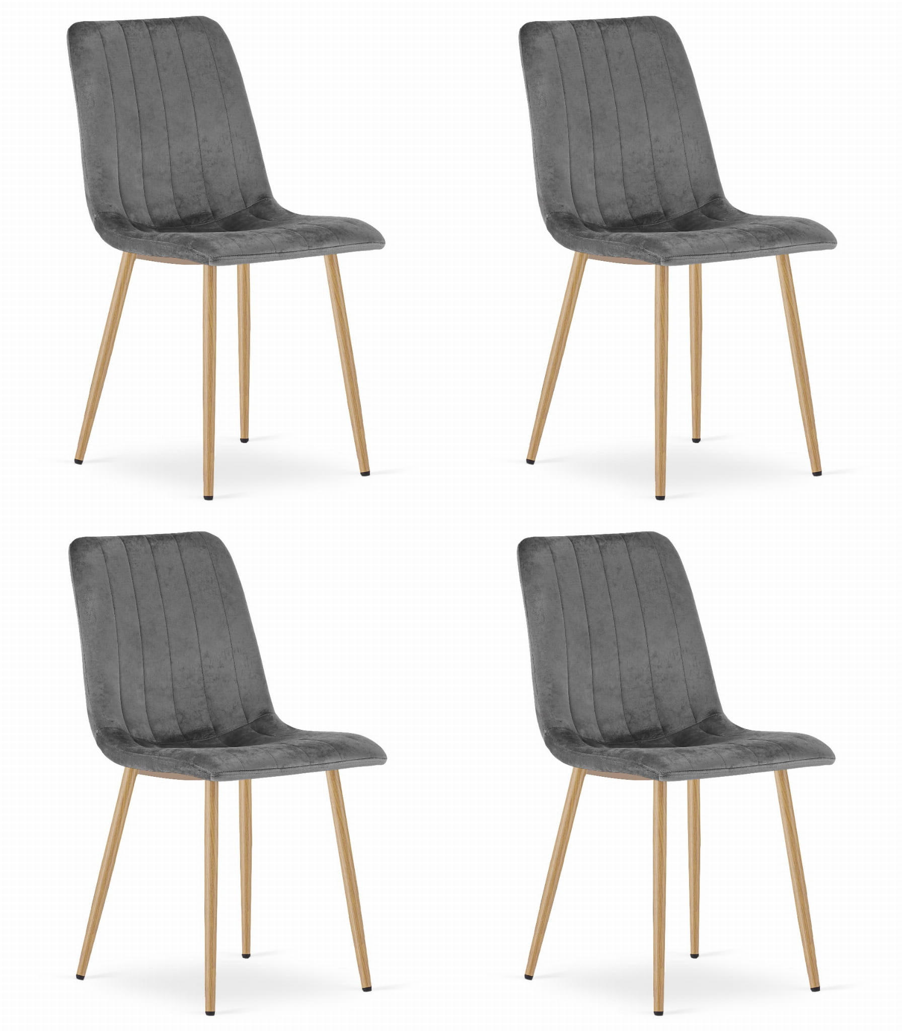 ESSZIMMERSTUHL 4-er Set JEWA dunkelgrauer Sitz, Beine in Holzfarbe - Dunkelgrau/Eichefarben, Textil (43/90/51cm) - Valora