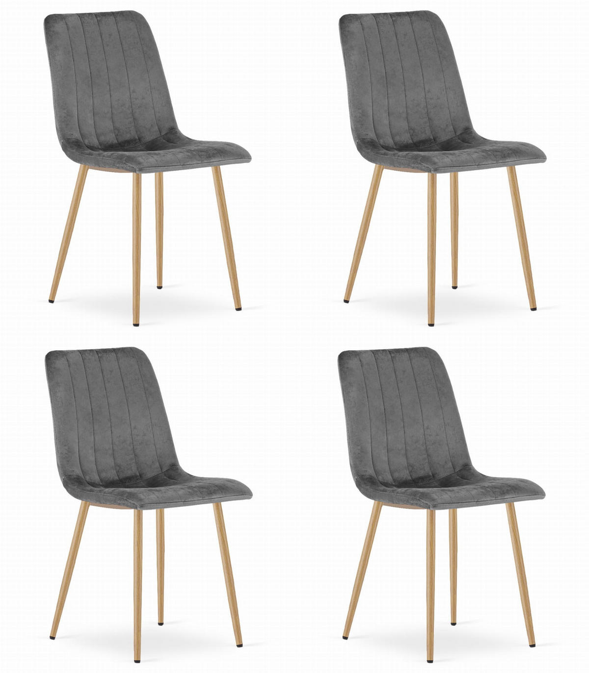 ESSZIMMERSTUHL 4-er Set JEWA dunkelgrauer Sitz, Beine in Holzfarbe - Dunkelgrau/Eichefarben, Textil (43/90/51cm) - Valora