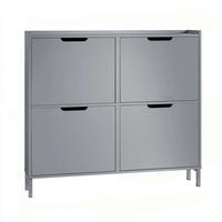 SCHUHKIPPER 4 Klappen schmal mit 8 Ablageflächen - Grau, Metall (100/90/19cm) - Kaket