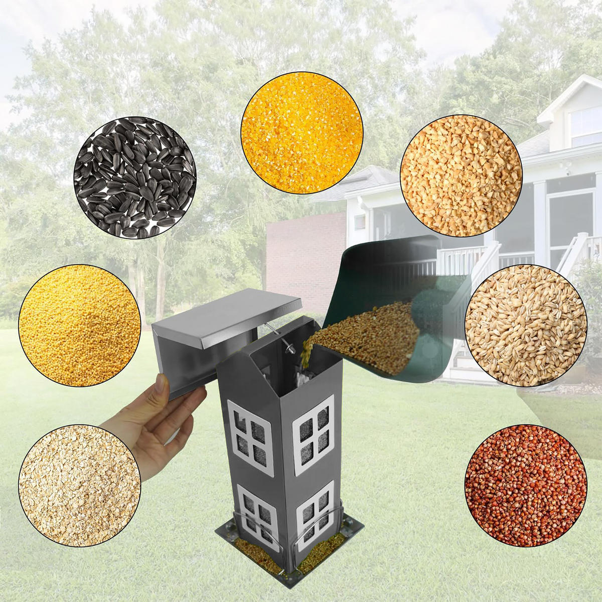 VOGELHAUS - Grau, Metall (12/26/12cm) - Relaxdays