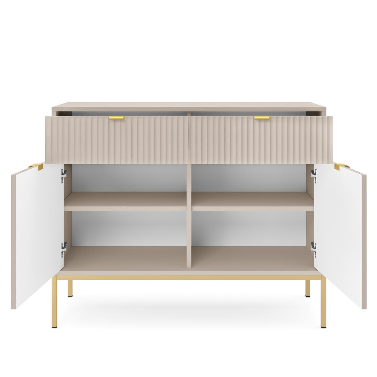 SIDEBOARD STELLARE 104/83/39cm mit 2 Schubladen 2 Türen Kaschmir - Kaschmir/Goldfarben, Holzwerkstoff (104/83/39cm) - MASSENO