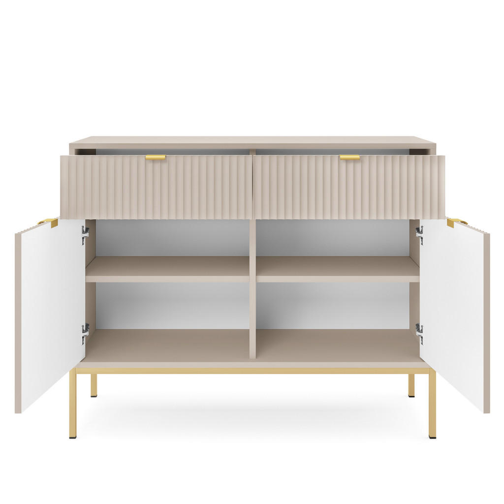 Thumbnail - Masseno Sideboard, Kaschmir, Gold, Holzwerkstoff, 2 Schubladen, 104x83x39 cm, Wohnzimmer, Kommoden & Sideboards, Sideboa...