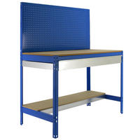 WERKBANK BUFFALO mit Werkzeugwand und Schubfach | HxBxT 84x90x61cm | Traglast 400kg | Blau - Blau, Metall (90/84/61cm) - PROREGAL
